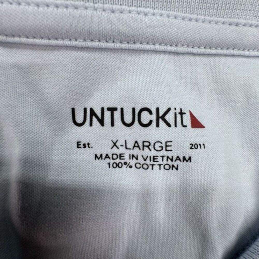 Untuckit Polo Shirt Men XL Extra Large Light Blue Short Sleeve Cotton Damaschino - Picture 3 of 7